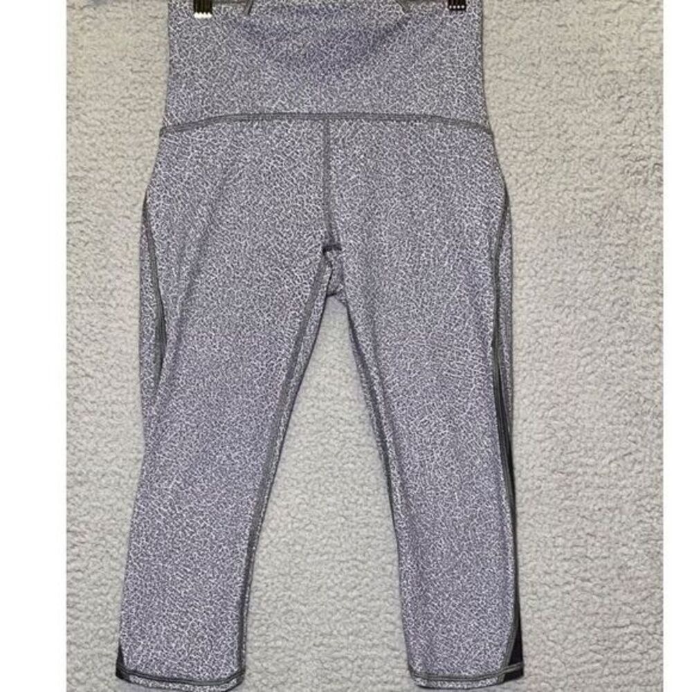 Lululemon Athletica Leggings Womens Size 4 Black Grey Geometric Cropped Yoga